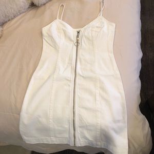 Topshop denim dress—in white and blue denim